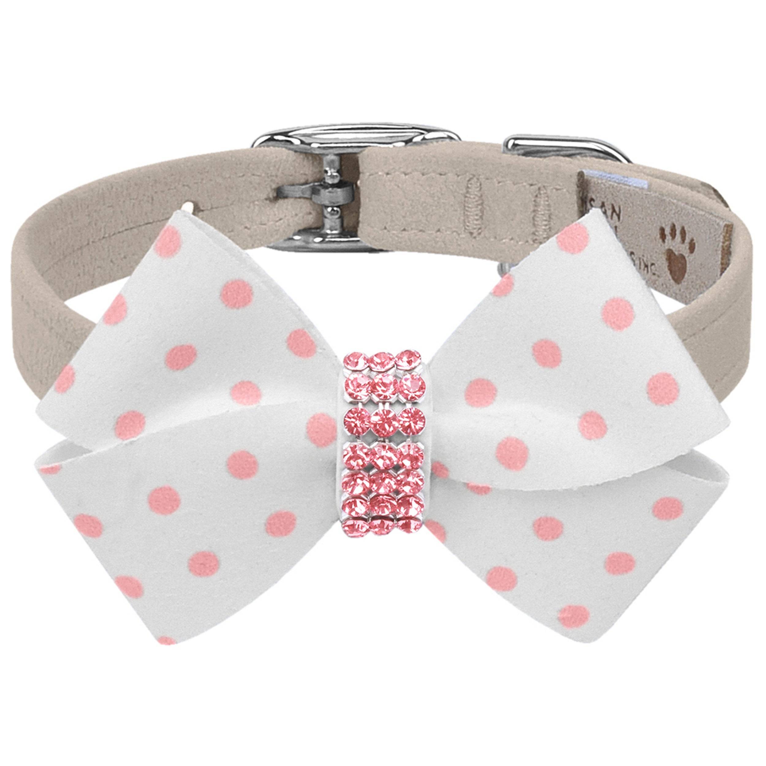 Polka Dot Nouveau Bow With Pink Giltmore Collar Doe