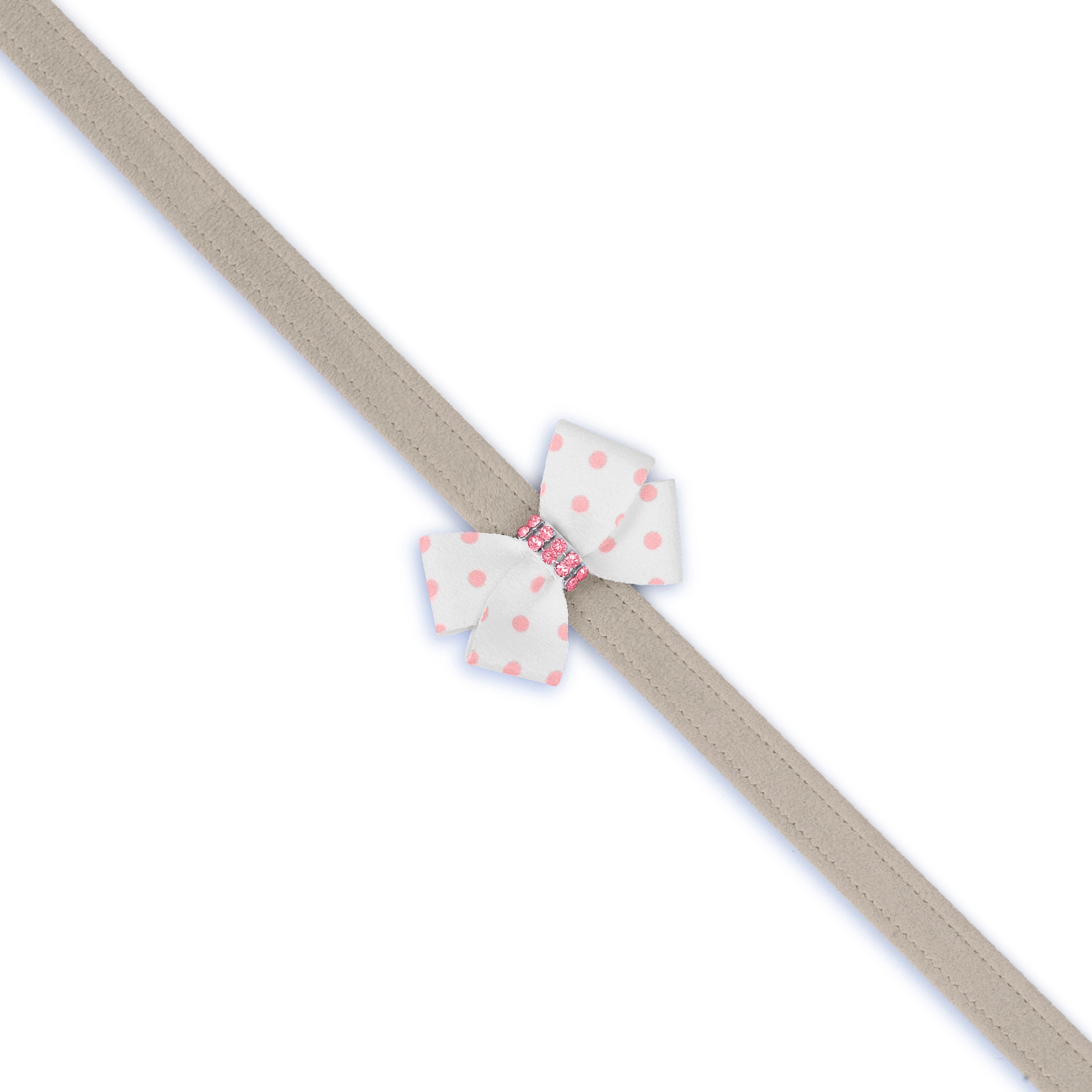 Polka Dot Nouveau Bow With Pink Giltmore Leash Doe