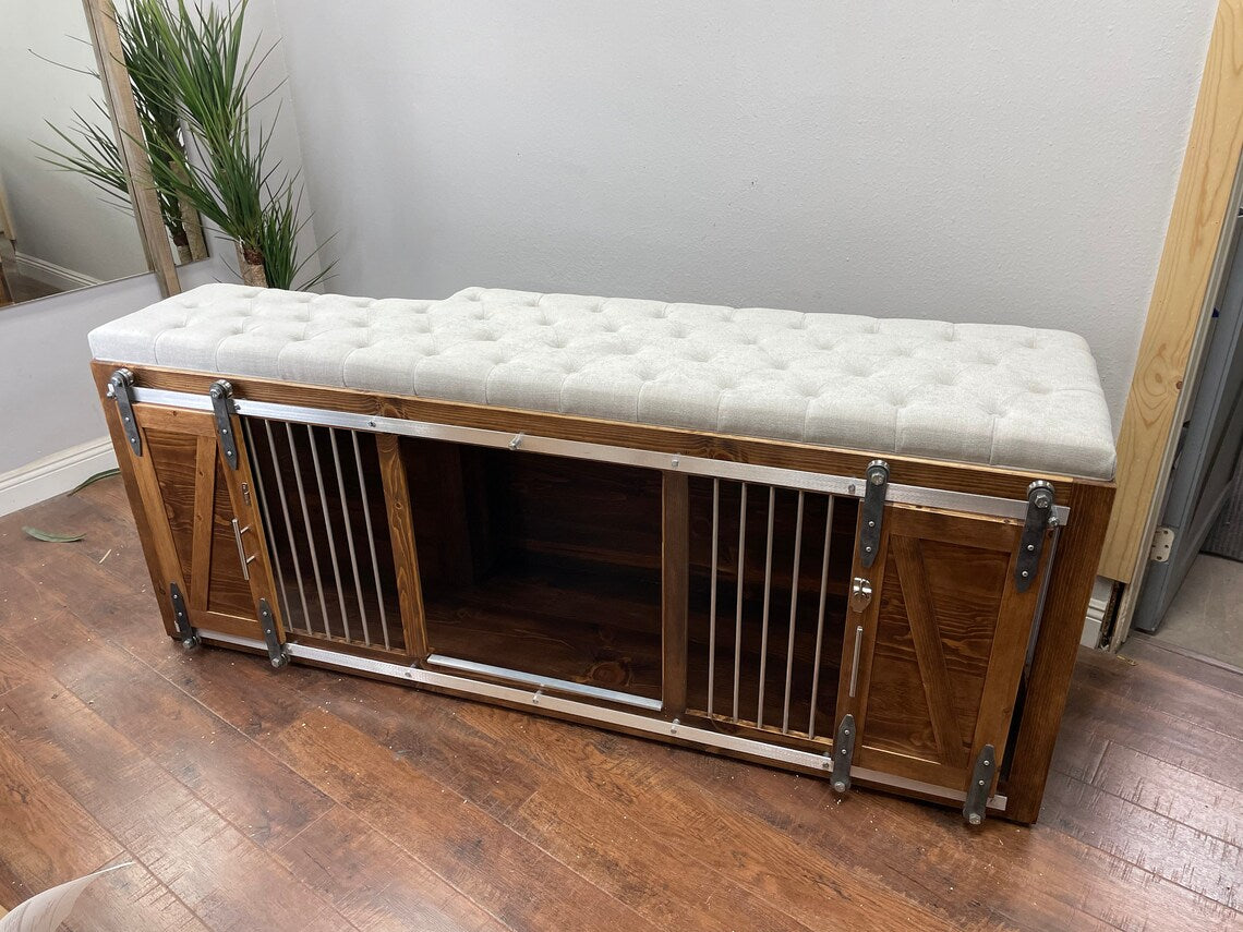 Dog Crate Ottoman with Stairs HT Animal Supply