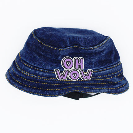 Dog Denim Bucket Hat - Purple Oh Wow Patch