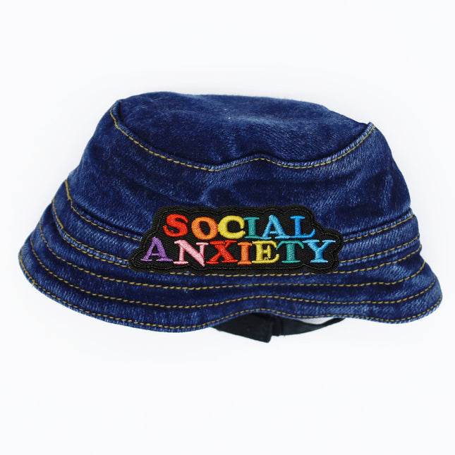 Dog Denim Bucket Hat - Social Anxiety Patch