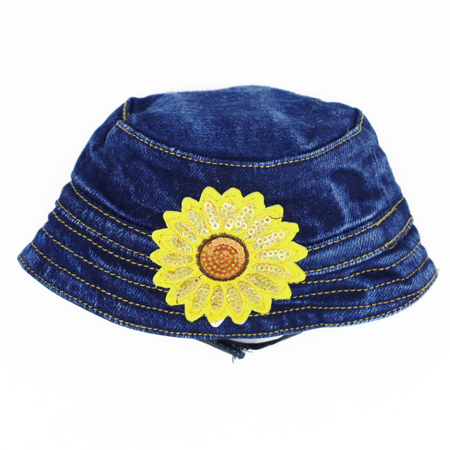 Dog Denim Bucket Hat - Sunflower Patch