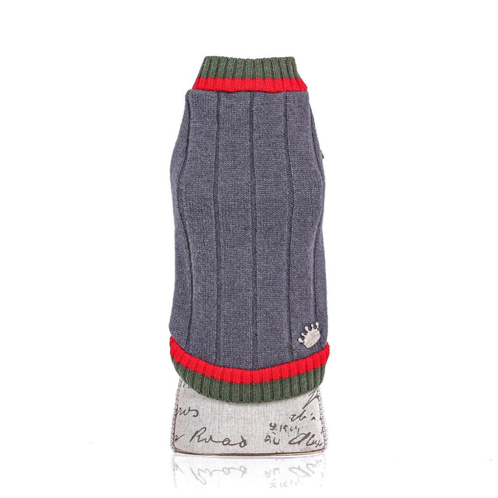 Sweater - Grey Ribbed Pull with Bicolor Bands