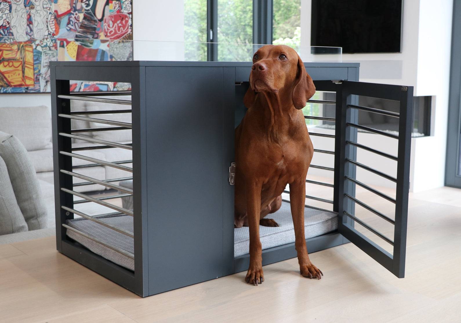 Dog Crate Furniture: Grey Moderno Crate for Pets