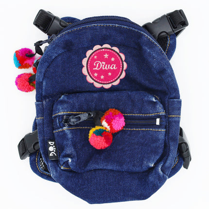 Doggie Denim Backpack Harness Vest - Diva Patches