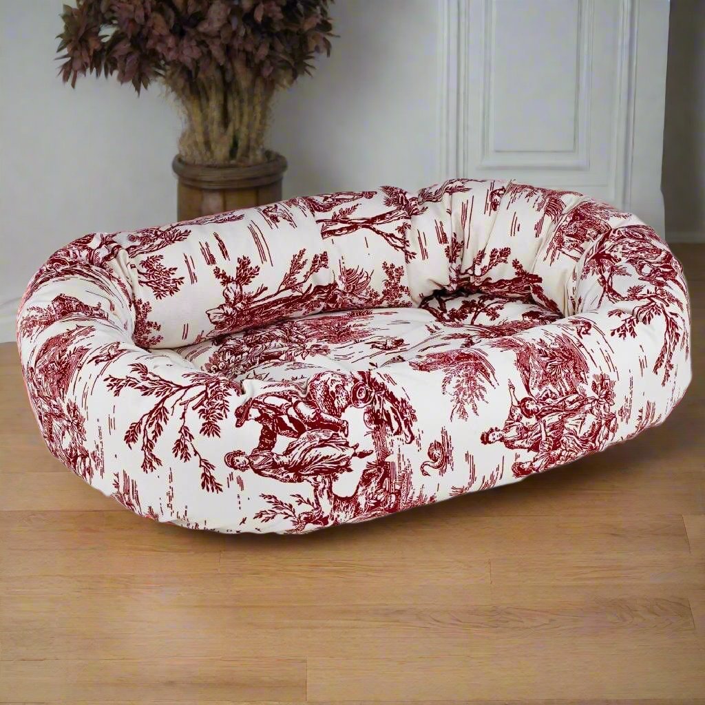 Donut Bed-Raspberry Toile