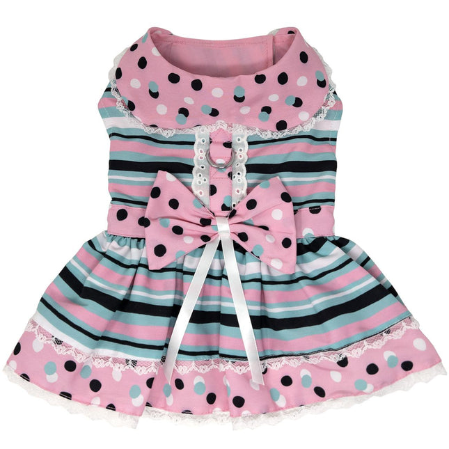 Dots & Stripes Harness Dress - Pink & Teal