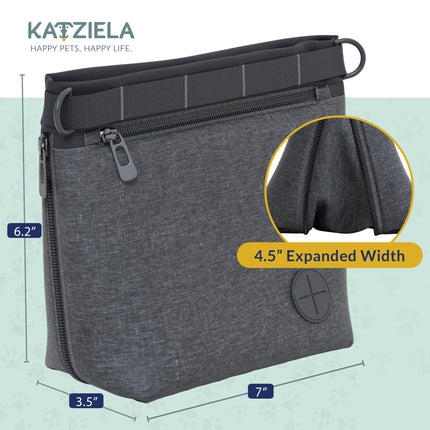 Katziela Expandable Pet Treat Pouch – Hands-Free Dog Treat Bag with Magnetic Closure, Anti-Spill Design, Adjustable Strap & Belt Clip for Training