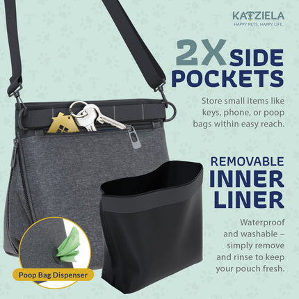 Katziela Expandable Pet Treat Pouch – Hands-Free Dog Treat Bag with Magnetic Closure, Anti-Spill Design, Adjustable Strap & Belt Clip for Training