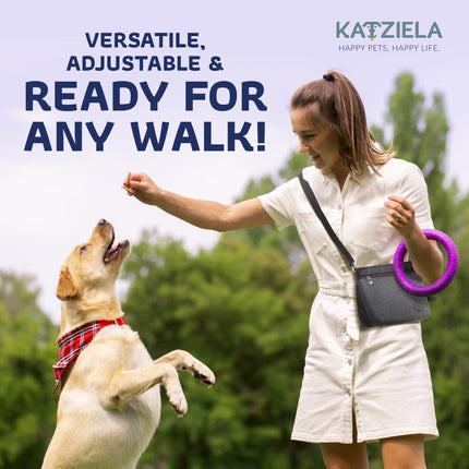 Katziela Expandable Pet Treat Pouch – Hands-Free Dog Treat Bag with Magnetic Closure, Anti-Spill Design, Adjustable Strap & Belt Clip for Training