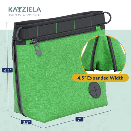 Katziela Expandable Pet Treat Pouch – Hands-Free Dog Treat Bag with Magnetic Closure, Anti-Spill Design, Adjustable Strap & Belt Clip for Training