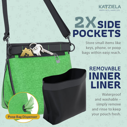 Katziela Expandable Pet Treat Pouch – Hands-Free Dog Treat Bag with Magnetic Closure, Anti-Spill Design, Adjustable Strap & Belt Clip for Training