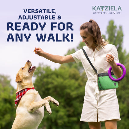 Katziela Expandable Pet Treat Pouch – Hands-Free Dog Treat Bag with Magnetic Closure, Anti-Spill Design, Adjustable Strap & Belt Clip for Training