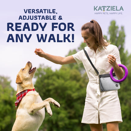 Katziela Expandable Pet Treat Pouch – Hands-Free Dog Treat Bag with Magnetic Closure, Anti-Spill Design, Adjustable Strap & Belt Clip for Training