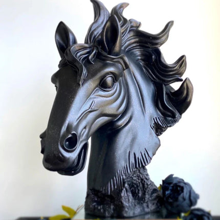 Elegant Horse Head Statue in Black