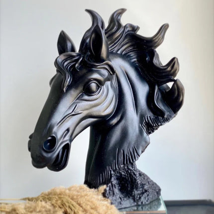 Elegant Horse Head Statue in Black