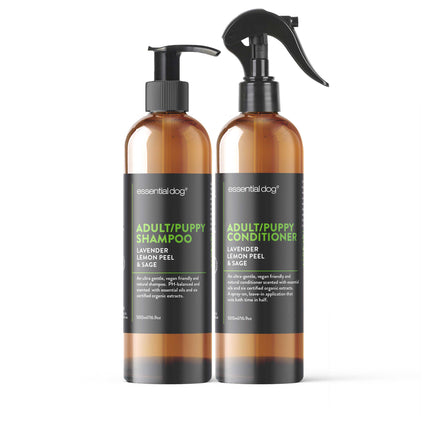 Essential Dog Adult & Puppy Shampoo & Conditioner (Lavender, Lemon Peel & Sage)