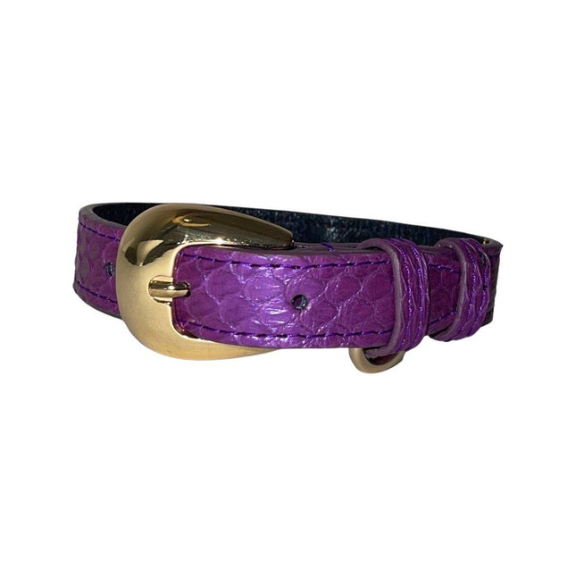 XS/S 7”-14” Iridescent Purple Custom Snake Collar/Custom Gold Italian Hardware