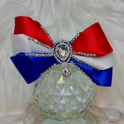 Crystal Hair Bows for Dogs-Red,White & Blue