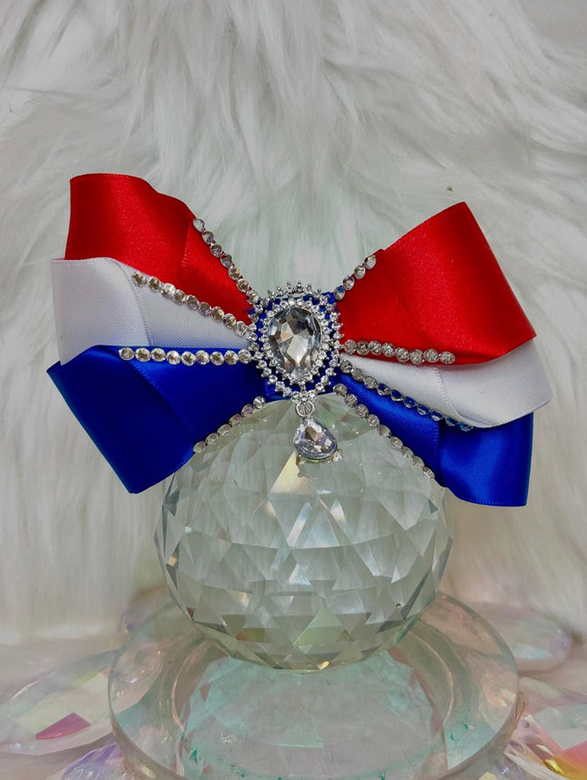 Crystal Hair Bows for Dogs-Red,White & Blue