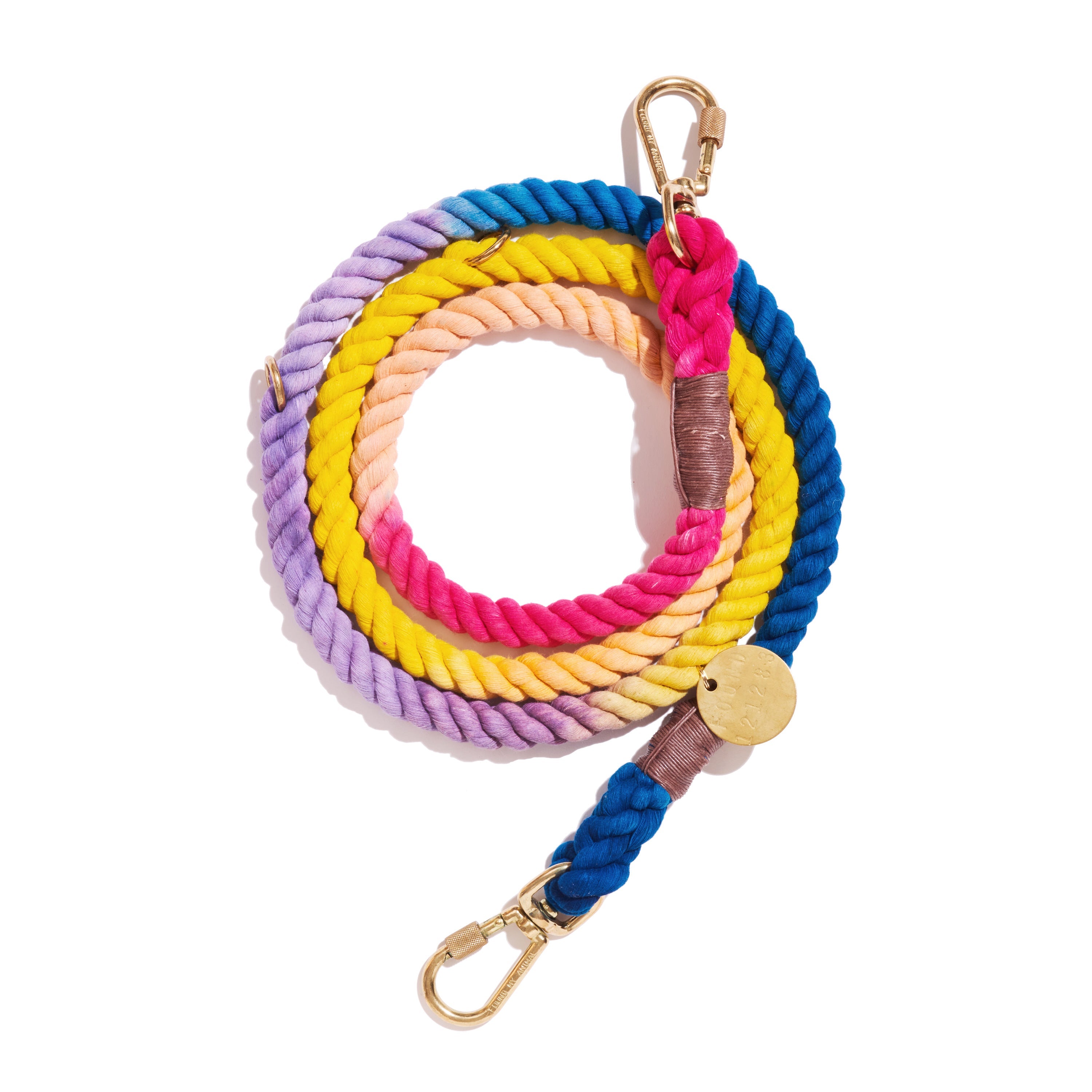 Light Prismatic Cotton Rope Dog Leash, Adjustable