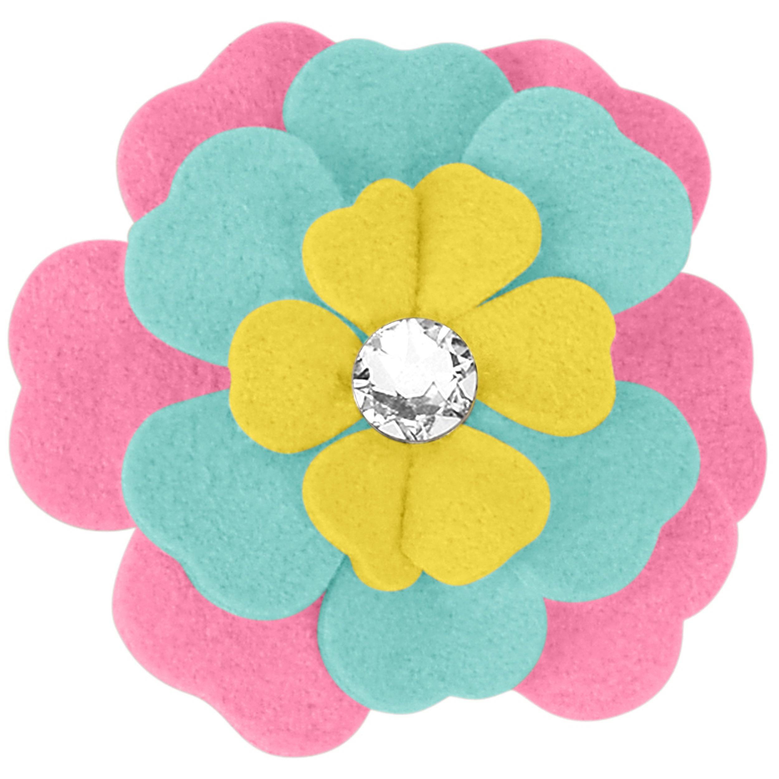 Fantasy Flower Hair Bow 1 Sunshine-Tiffi Blue-Perfect Pink