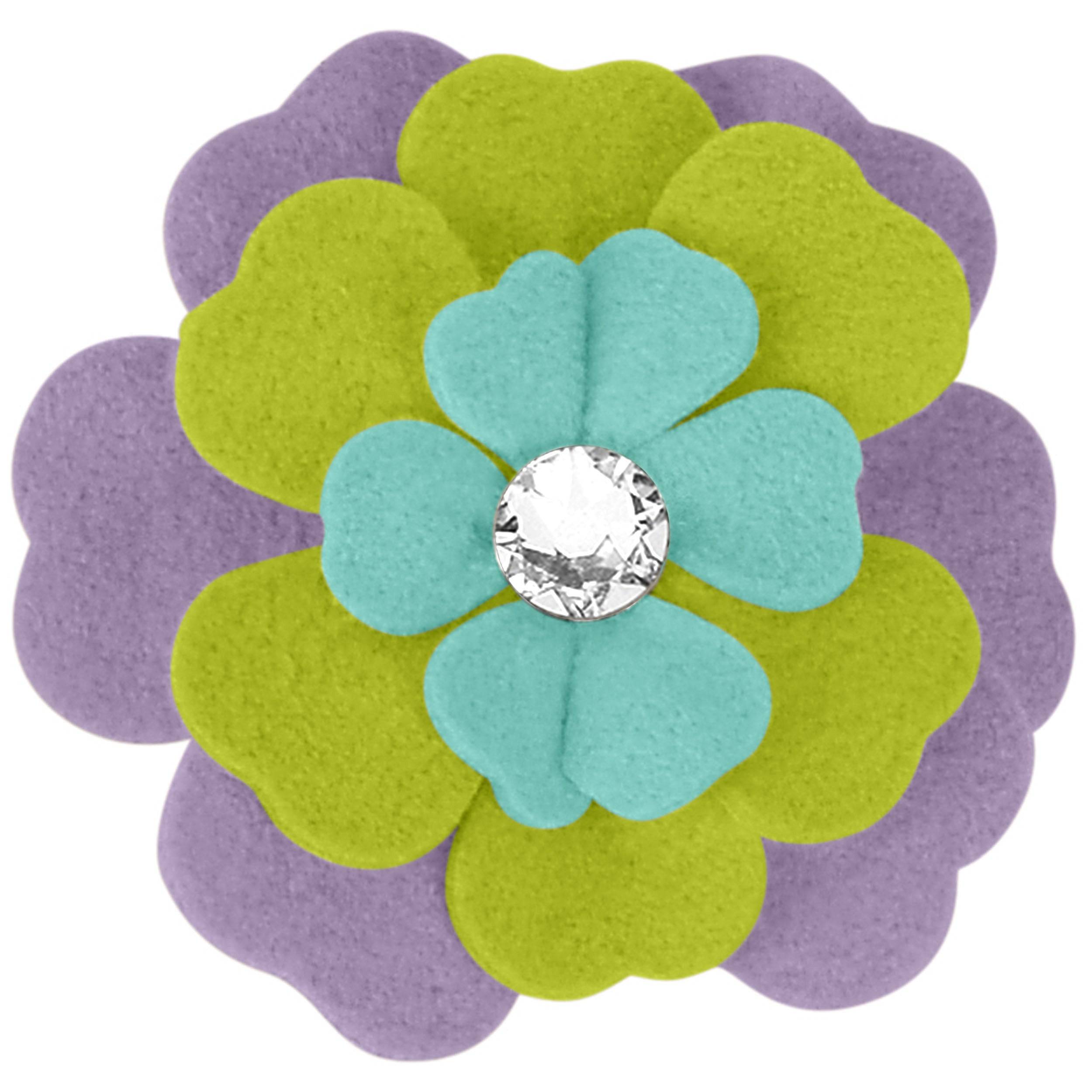 Fantasy Flower Hair Bow 1 Tiffi Blue-Kiwi-French Lavender