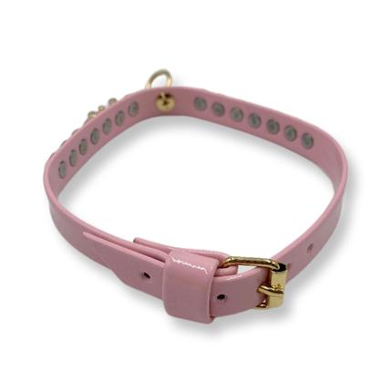 Fashion Collar and Chain Leash Set - Pink with Pearls