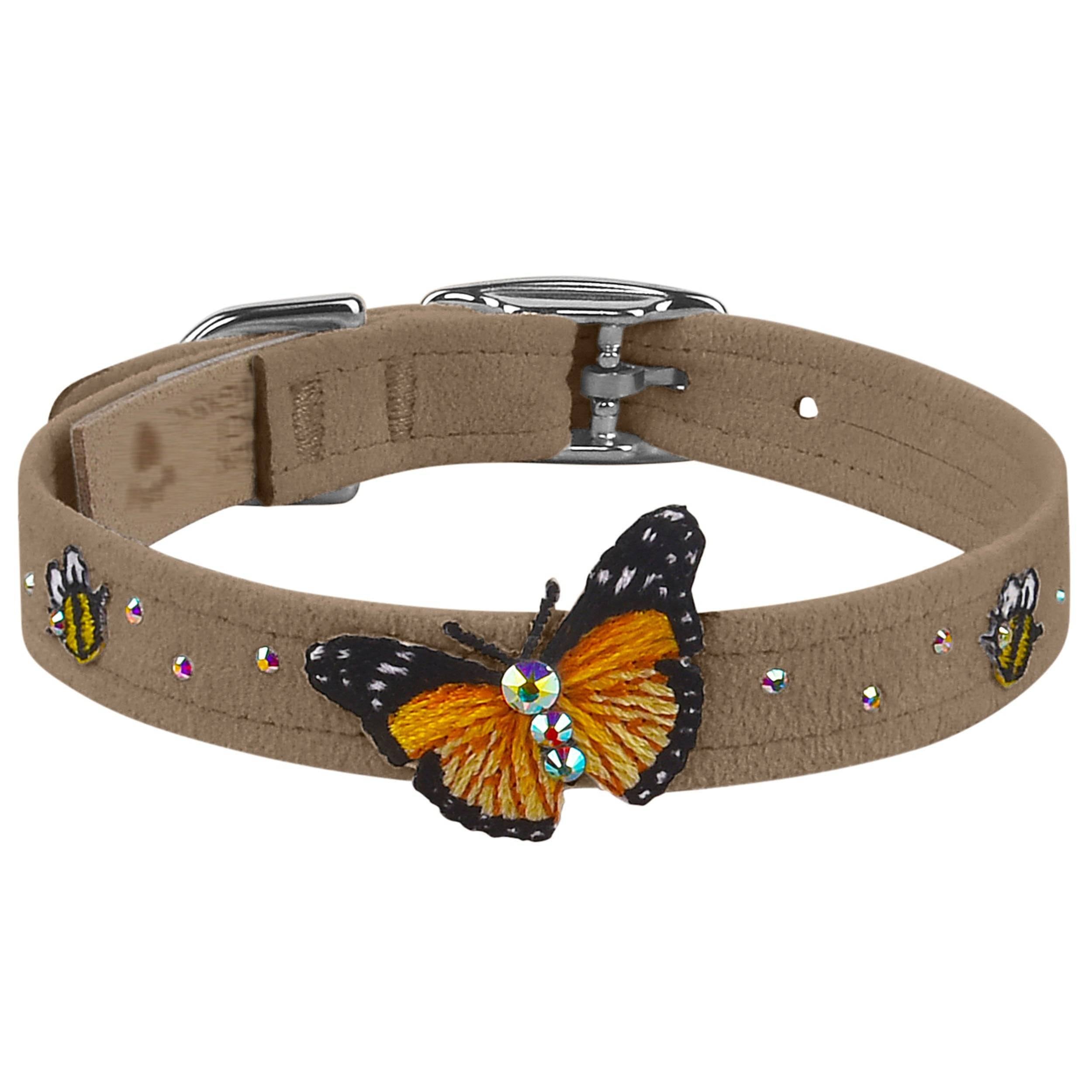 Embroidered Butterfly & Bees Collar Fawn