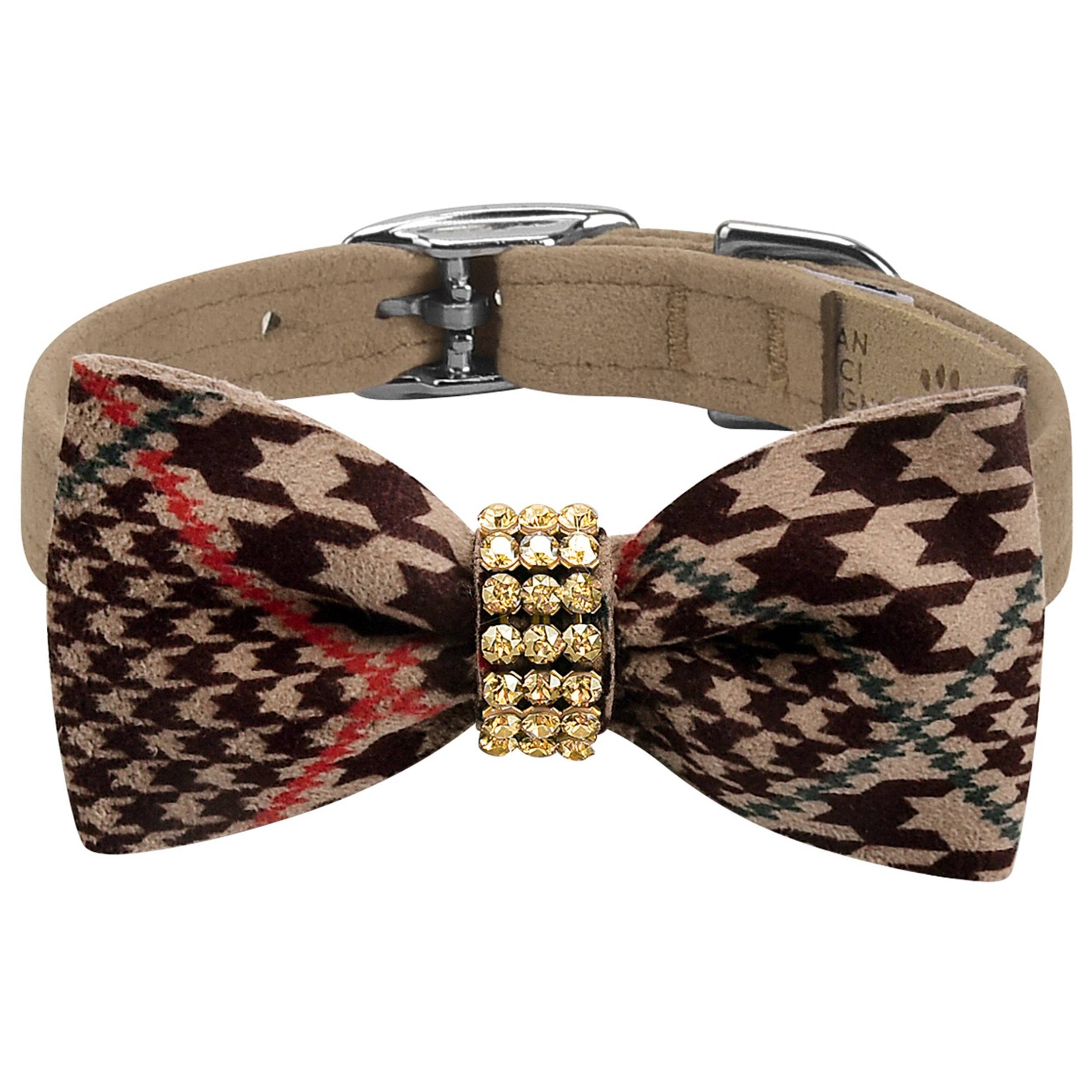 Gold Giltmore Chocolate Glen Houndstooth Bow Tie 1/2