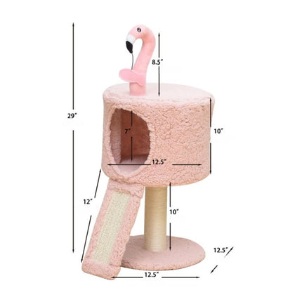 Flamingo Small Cat Tree with Scratching Board