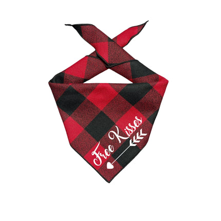 Free Kisses Buffalo Plaid Dog Bandana