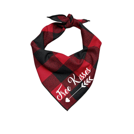 Free Kisses Buffalo Plaid Dog Bandana