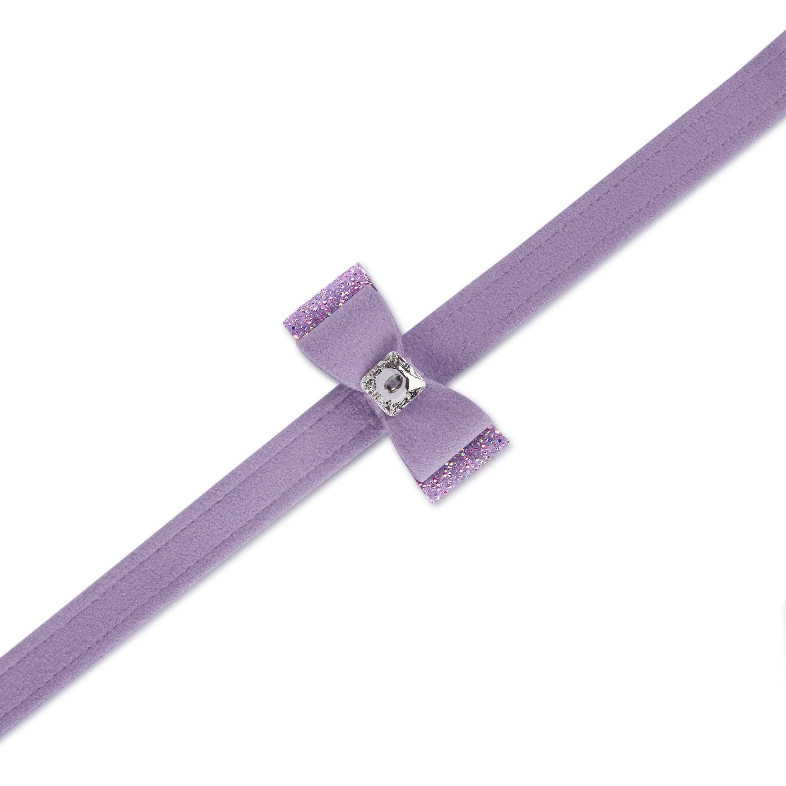 Aurora Borealis Crystal Stellar Big Bow Leash French Lavender