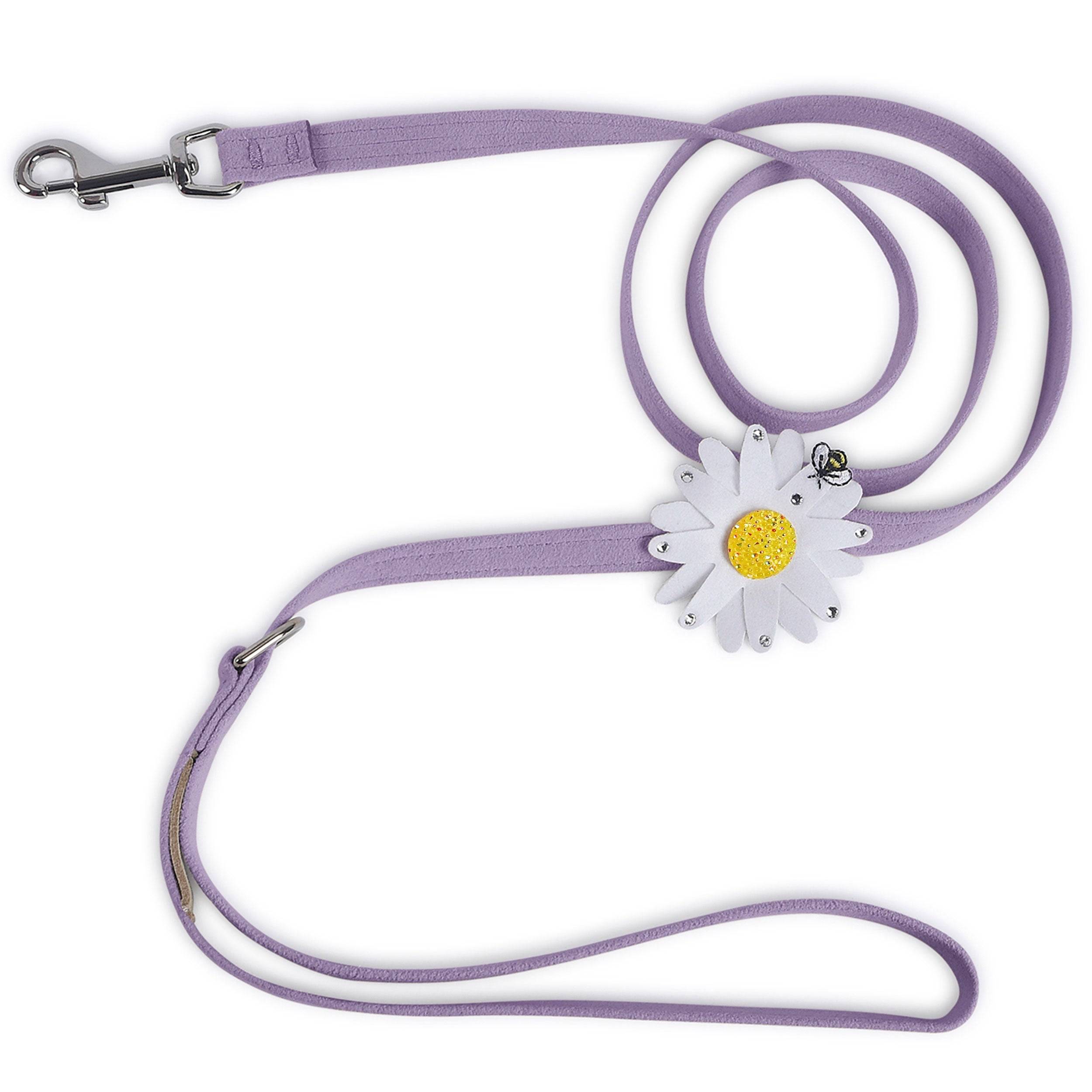 Large Daisy with AB Crystal Stellar Center Leash French Lavender