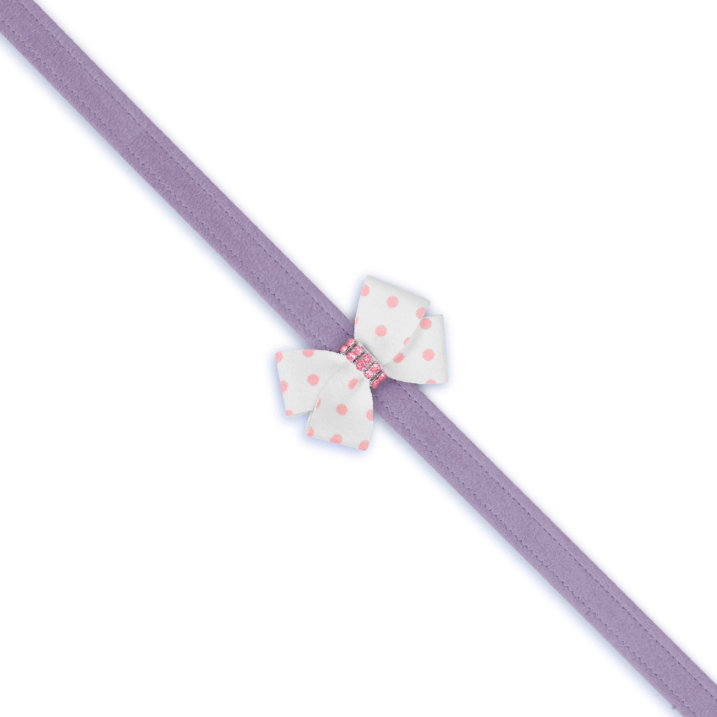 Polka Dot Nouveau Bow With Pink Giltmore Leash French Lavender