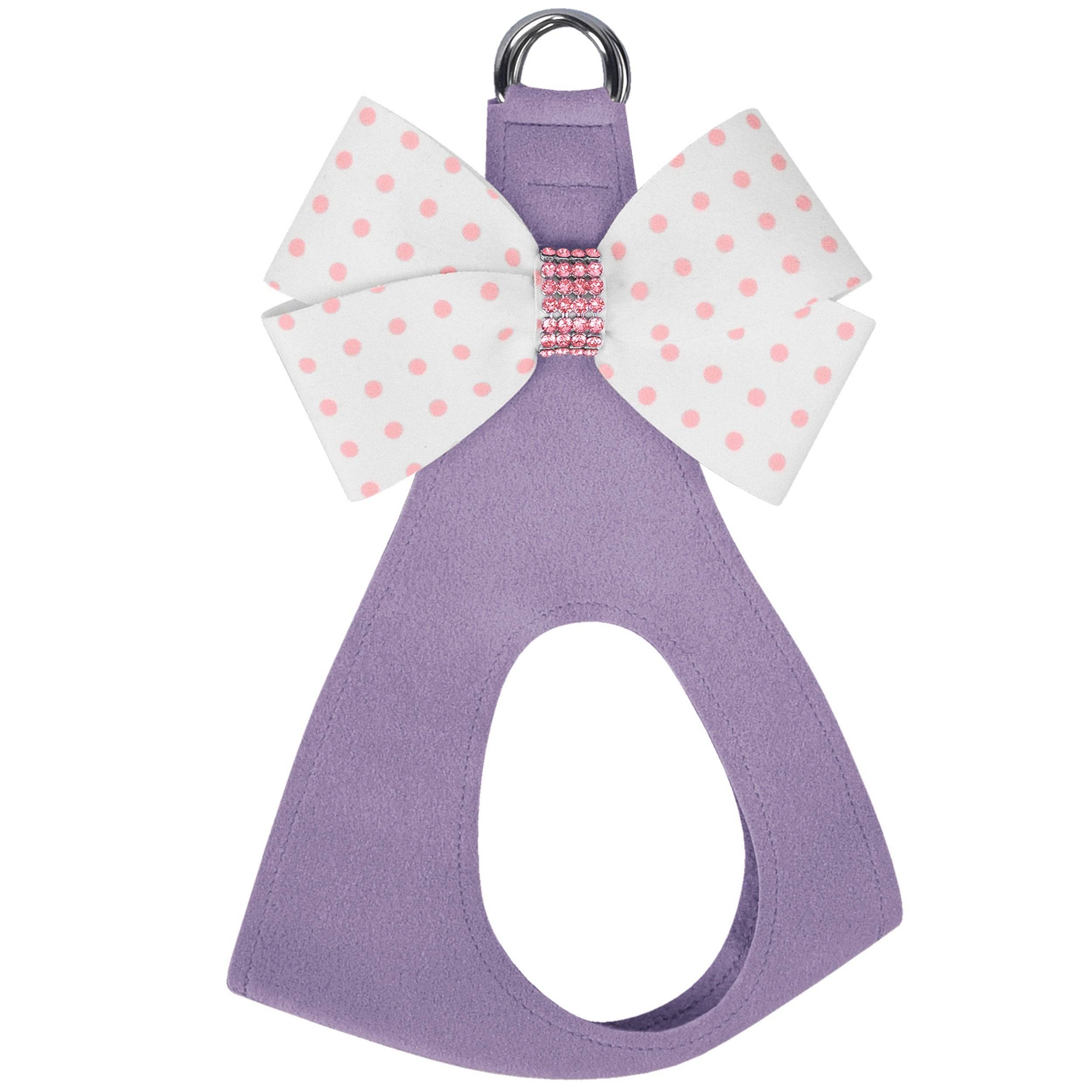 Polka Dot Nouveau Bow Step In Harness with Pink Giltmore French Lavender