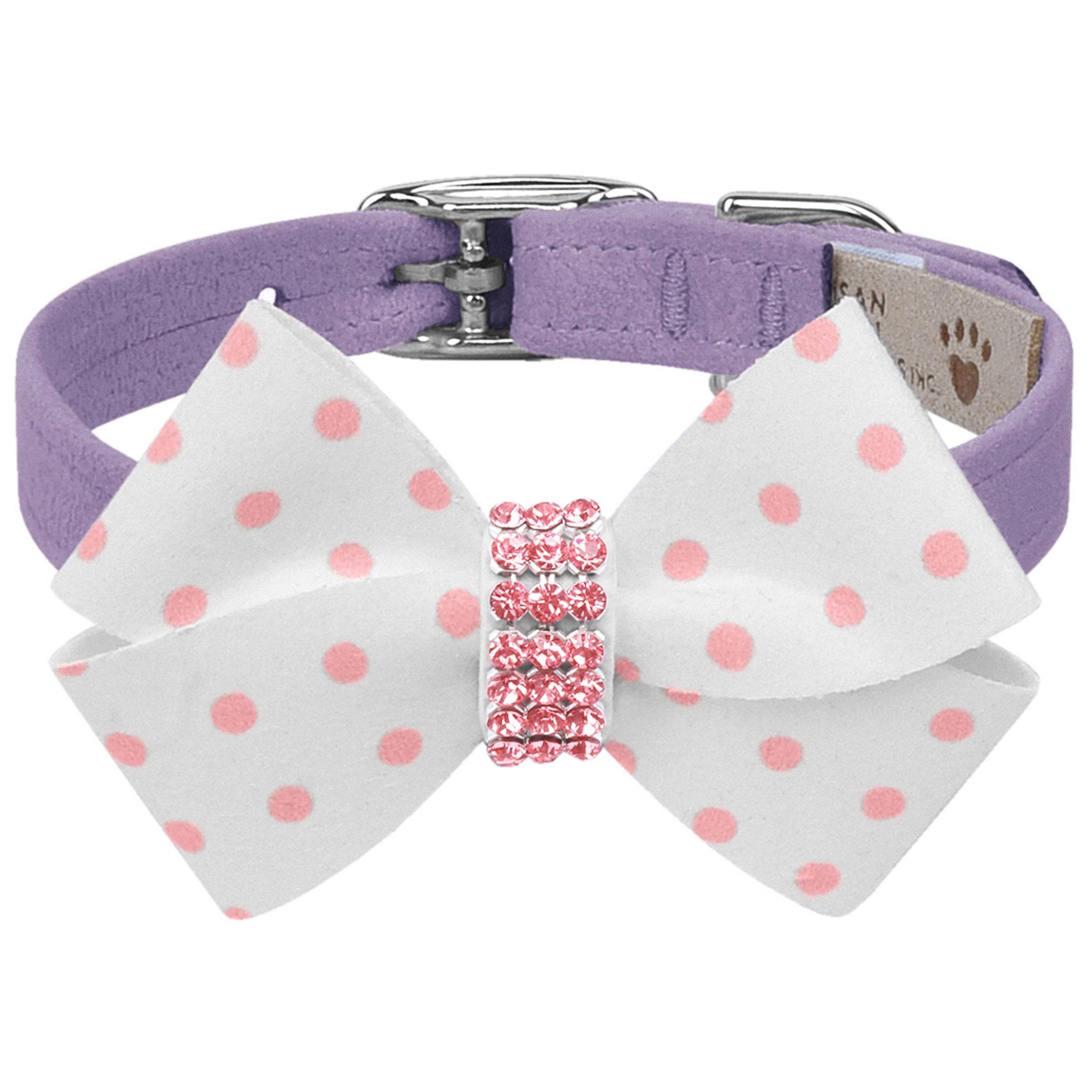 Polka Dot Nouveau Bow With Pink Giltmore Collar French Lavender