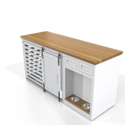 Furniture Dog Crate with Feeding Station and Drawers