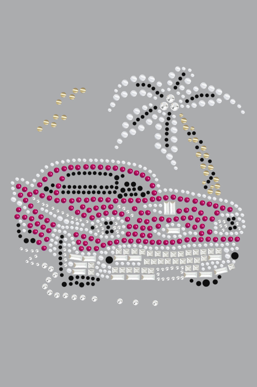 Car with Palm Tree (Pink) - Bandanas Gray