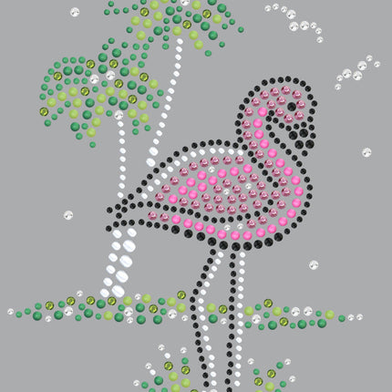 Pink Flamingo with Palm Trees - Women's T-shirt