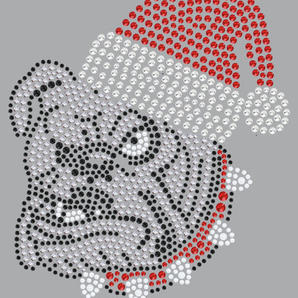 Bulldog Face (White) with Santa Hat - Bandana