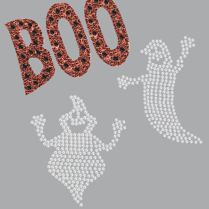 Orange Glitter Boo with Rhinestone Ghost - Women's T-shirt