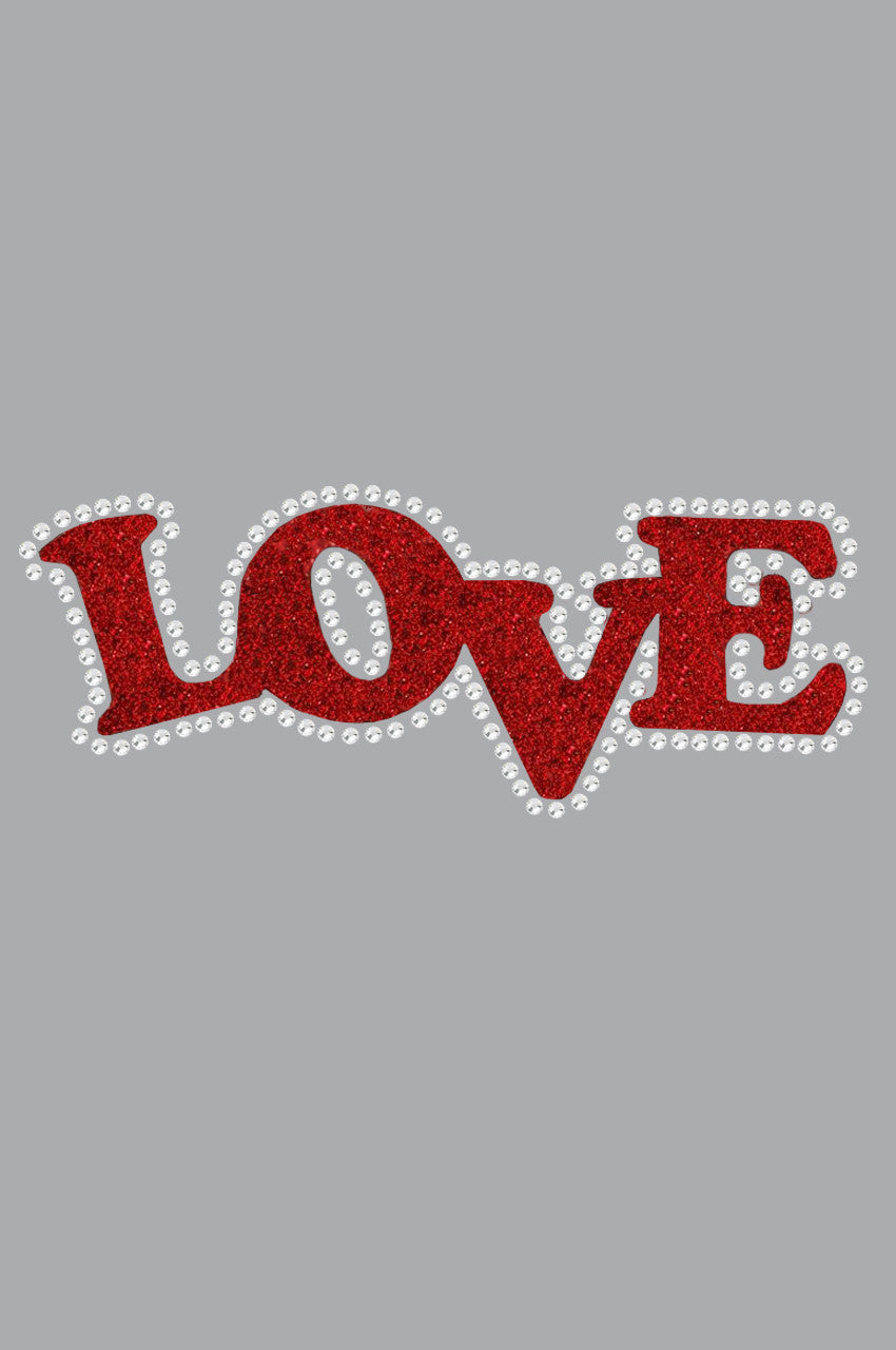 Love (Red Glitter) Bandanna Gray