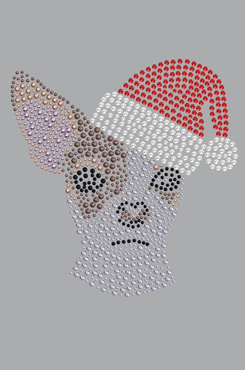 Chihuahua Face with Santa Hat - Bandana Gray