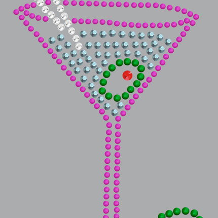 Martini (Fuchsia with Blue Rhinestones) - Bandanna