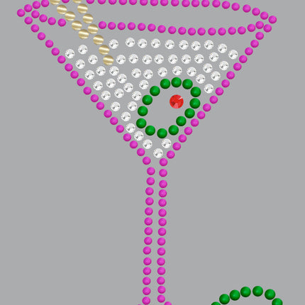 Martini (Fuchsia with Clear Rhinestones) - Bandanna