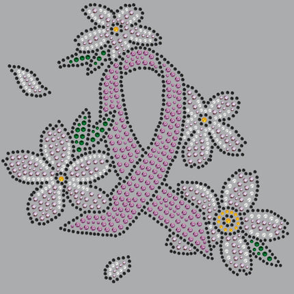 Pink Ribbon with Flowers - Women's T-shirt