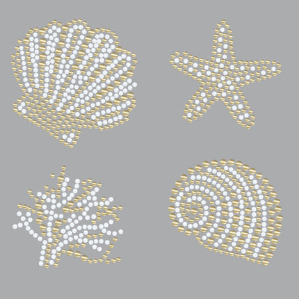 Gold & White Sea Shells - Bandanna