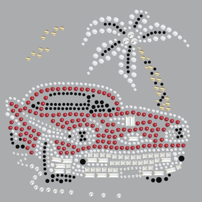 Car with Palm Tree (Red) - Women's T-shirt